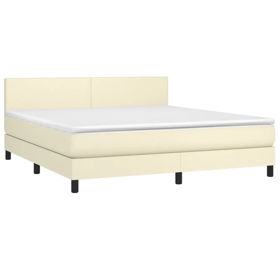 Sommier à lattes de lit avec matelas Crème 160x200cm Similicuir - 3