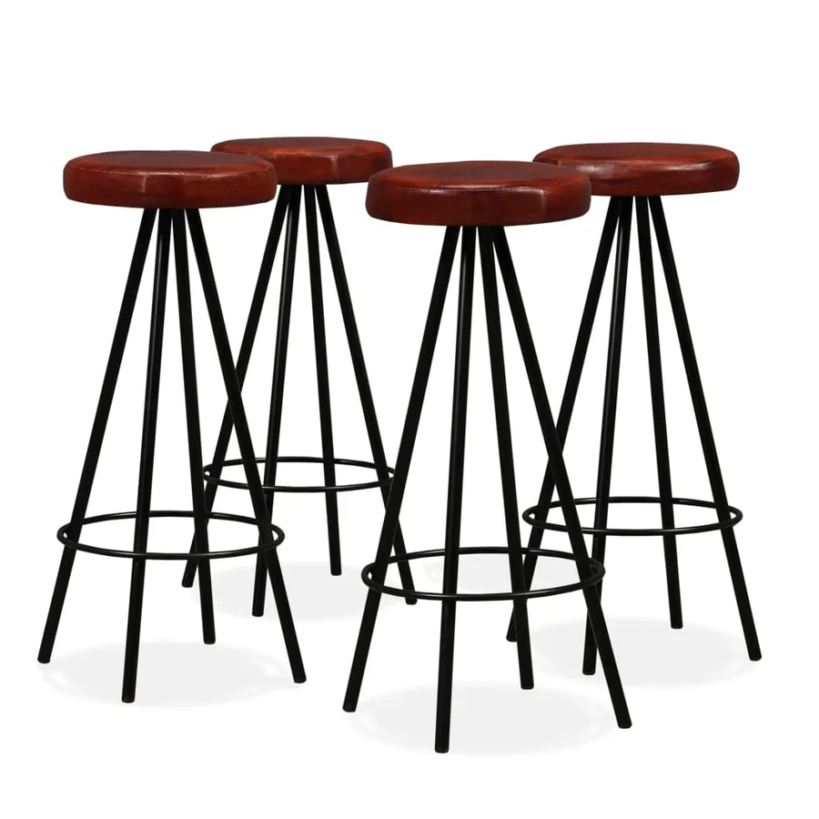 Ensemble de bar 9 pcs Bois de récupération et cuir véritable - 8