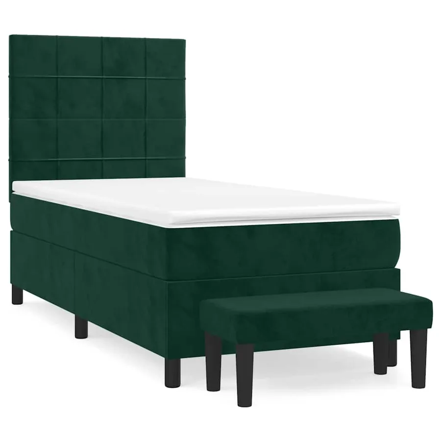 Sommier à lattes de lit avec matelas Vert foncé 90x190 cm - 2