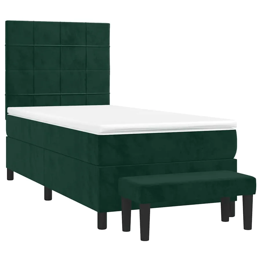 Sommier à lattes de lit avec matelas Vert foncé 90x190 cm - 3