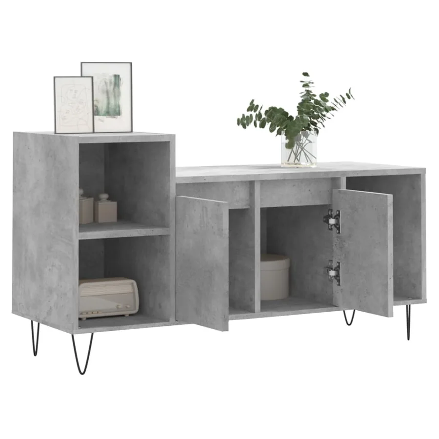 Meuble TV Gris béton 100x35x55 cm Bois d'ingénierie - 4