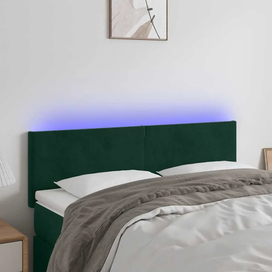 Tête de lit à LED Vert foncé 144x5x78/88 cm Velours