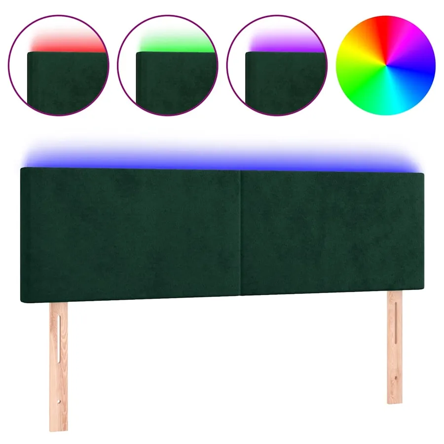 Tête de lit à LED Vert foncé 144x5x78/88 cm Velours - 2