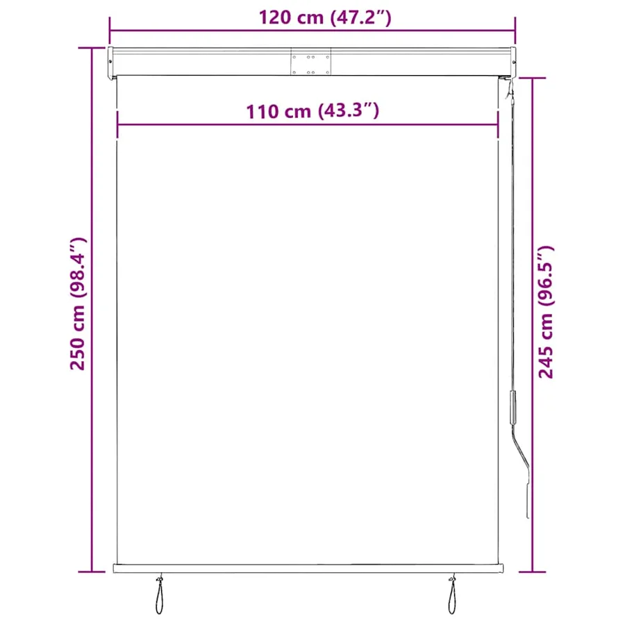 Store roulant d'extérieur 120 x 250 cm Crème - 10