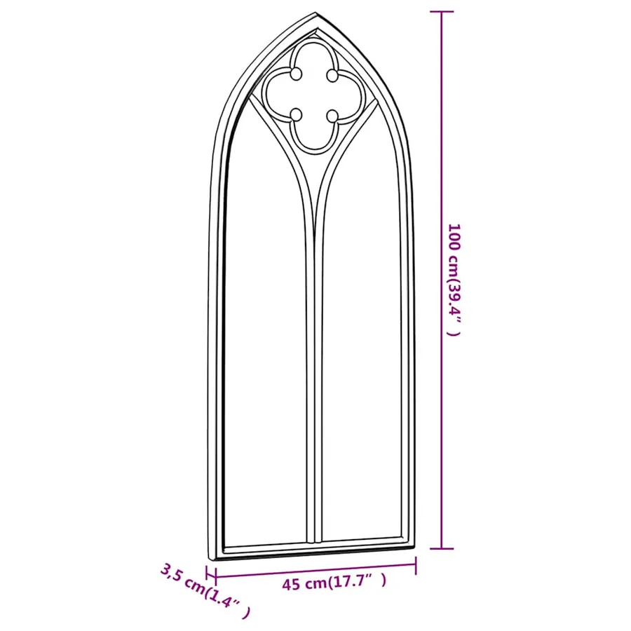 Miroir de jardin Noir 100x45 cm Fer pour utilisation extérieure - 6