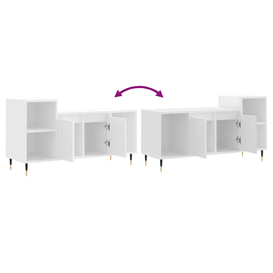 Meuble TV Blanc 100x35x55 cm Bois d'ingénierie - 9