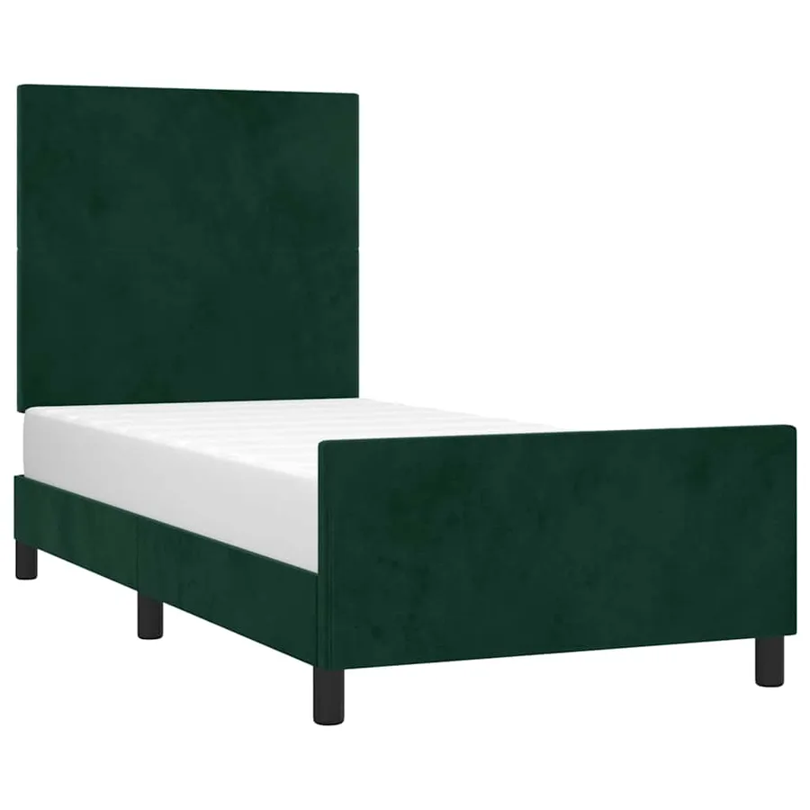 Cadre de lit sans matelas vert foncé 90x190 cm velours - 3