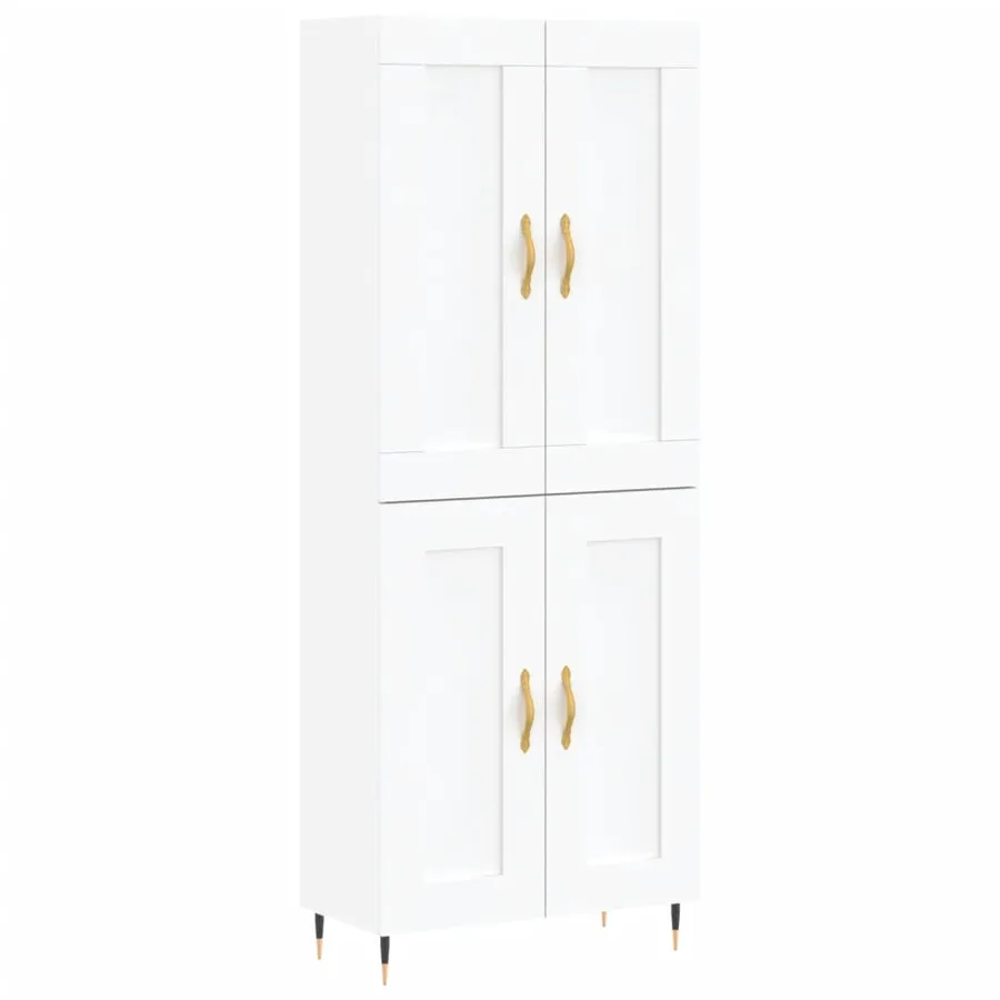 Buffet haut Blanc 69,5x34x180 cm Bois d'ingénierie - 2