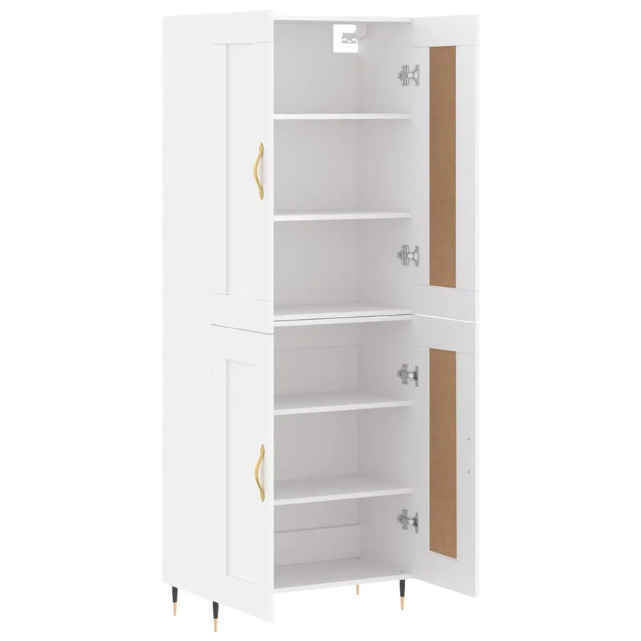 Buffet haut Blanc 69,5x34x180 cm Bois d'ingénierie - 3