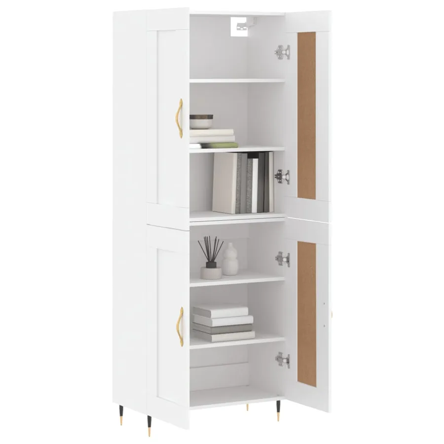 Buffet haut Blanc 69,5x34x180 cm Bois d'ingénierie - 9