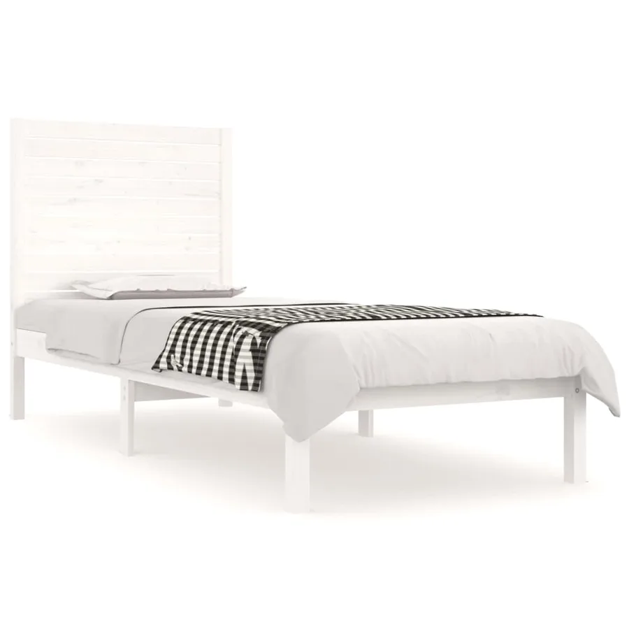 Cadre de lit sans matelas blanc 75x190 cm bois massif - 2