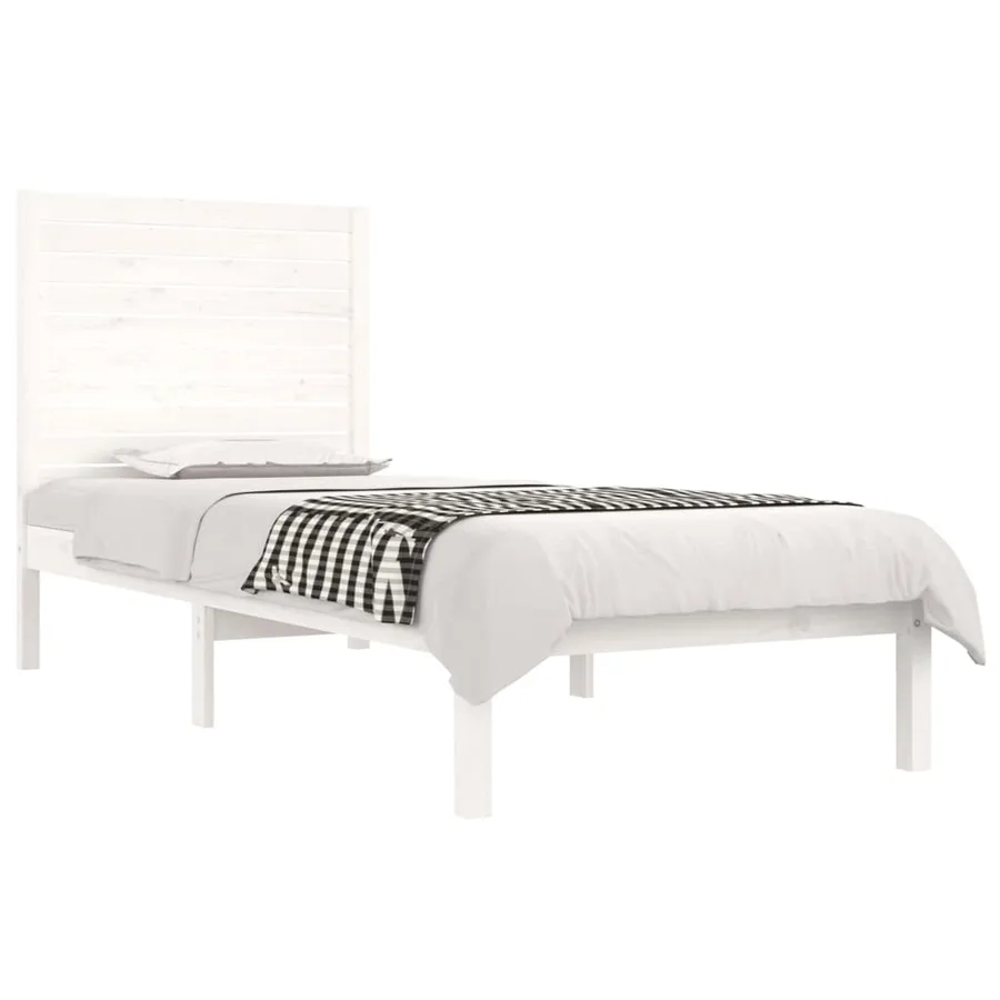 Cadre de lit sans matelas blanc 75x190 cm bois massif - 3