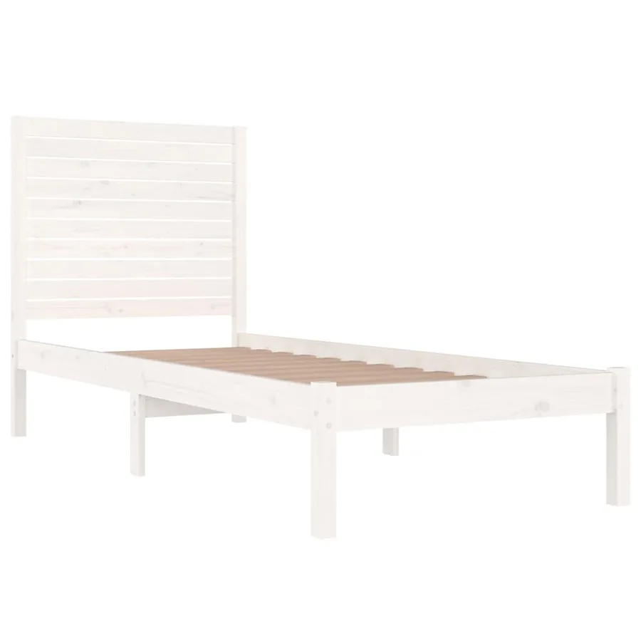 Cadre de lit sans matelas blanc 75x190 cm bois massif - 4