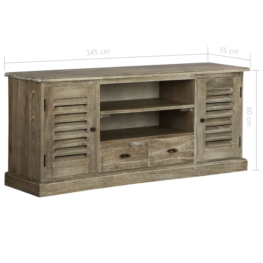 Meuble TV Bois de melia azedarach massif 145 x 35 x 60 cm - 9