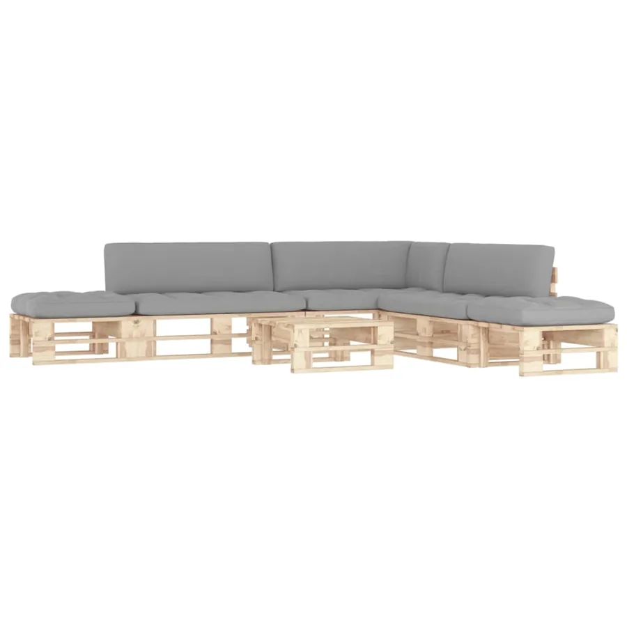 Salon de jardin palette 6pcs avec coussins Bois de pin imprégné