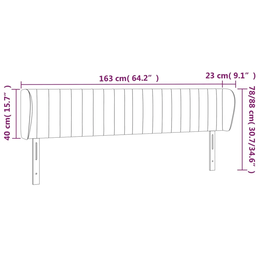 Tête de lit avec oreilles Gris clair 163x23x78/88 cm Tissu - 9