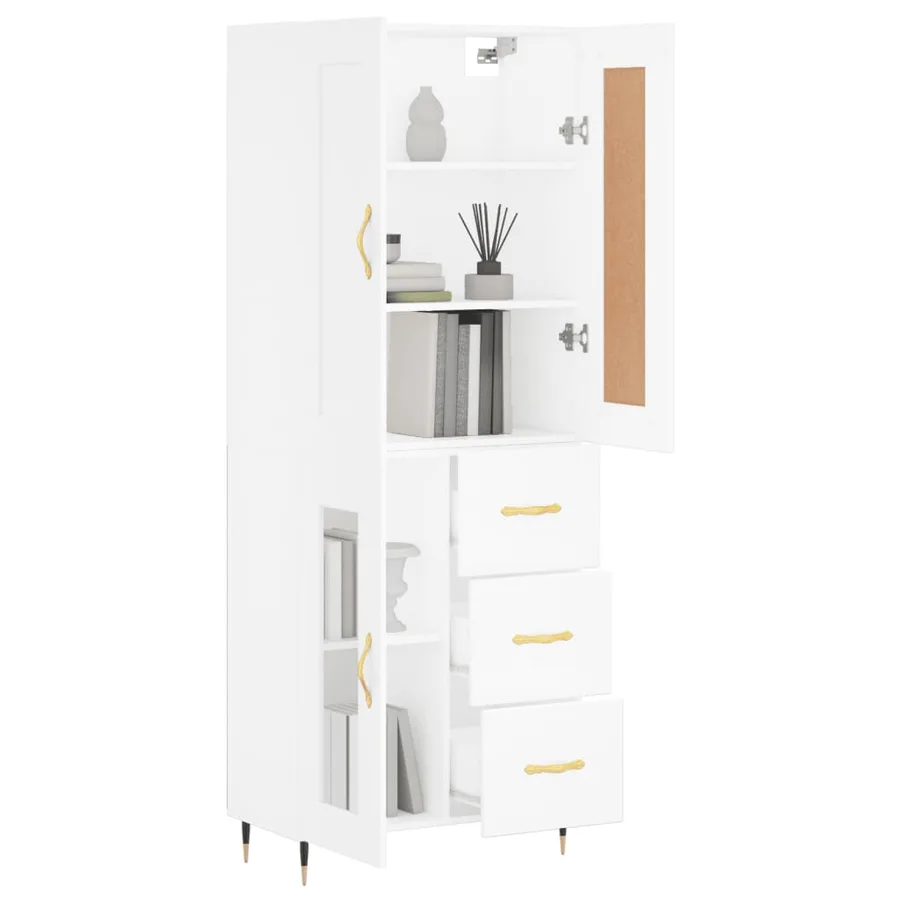 Buffet haut Blanc 69,5x34x180 cm Bois d'ingénierie - 12