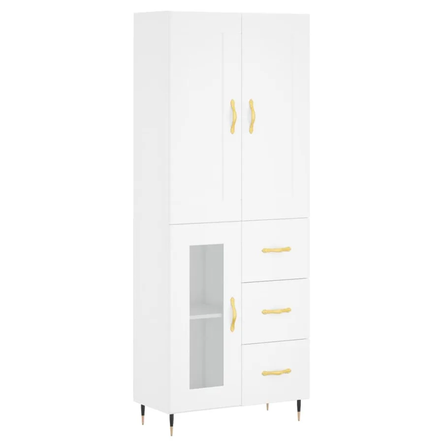 Buffet haut Blanc 69,5x34x180 cm Bois d'ingénierie - 2