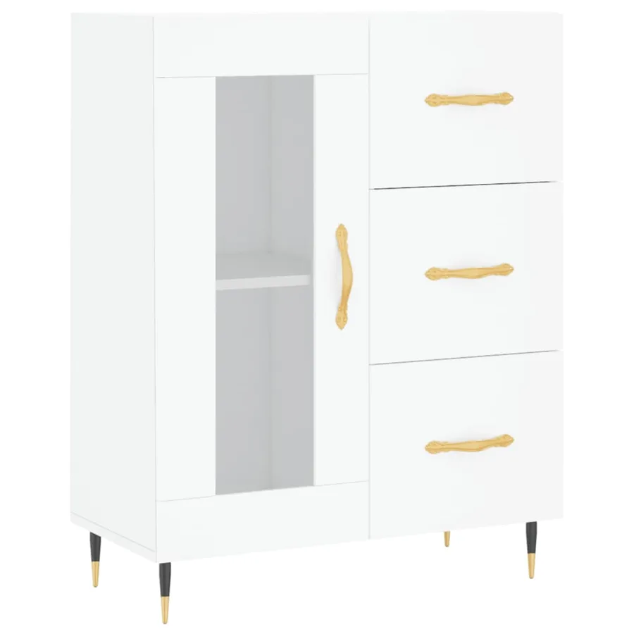 Buffet haut Blanc 69,5x34x180 cm Bois d'ingénierie - 6