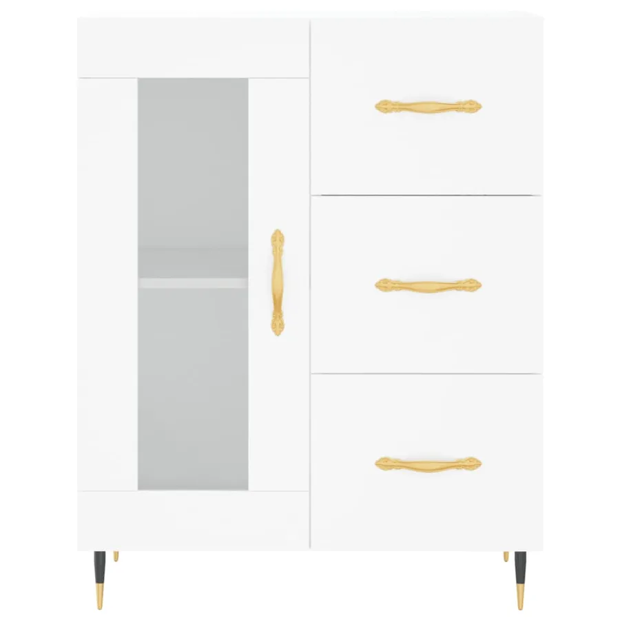 Buffet haut Blanc 69,5x34x180 cm Bois d'ingénierie - 7