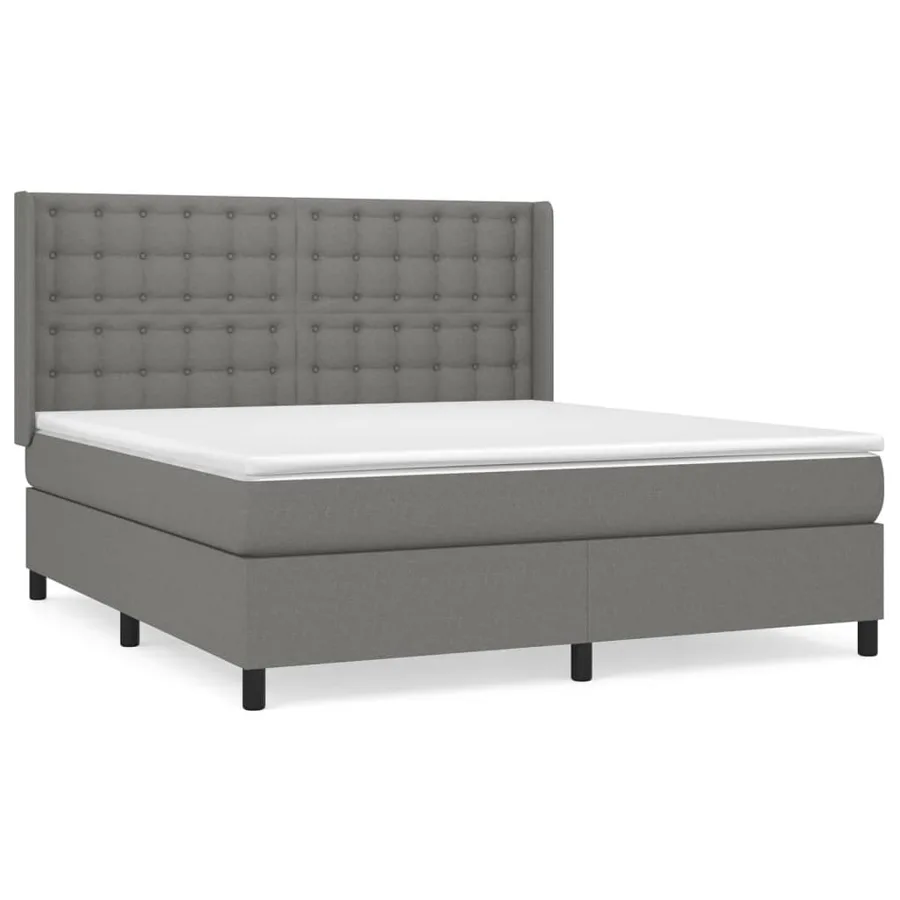 Sommier à lattes de lit avec matelas Gris foncé 160x200cm Tissu - 2
