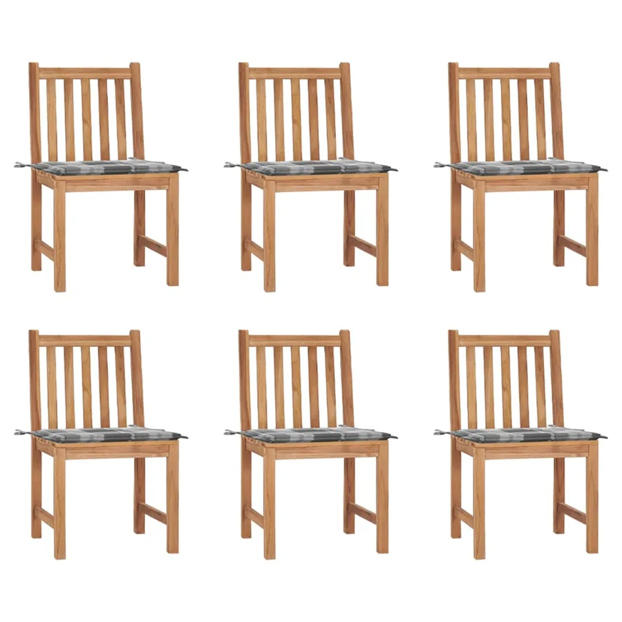 Chaises de jardin lot de 6 avec coussins Bois de teck massif