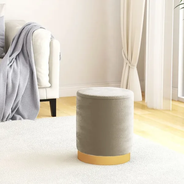 Tabouret de rangement rond Gris foncé Velours 31 x 37 cm