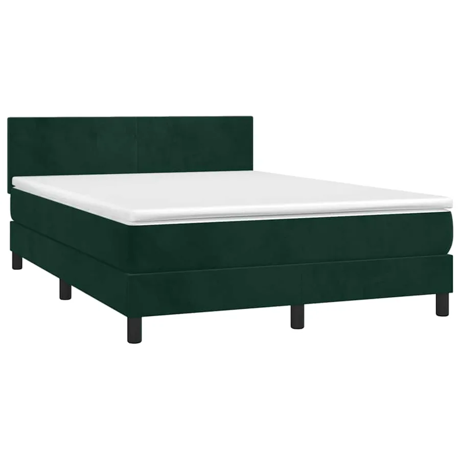 Sommier à lattes de lit et matelas Vert foncé 140x190cm Velours - 3