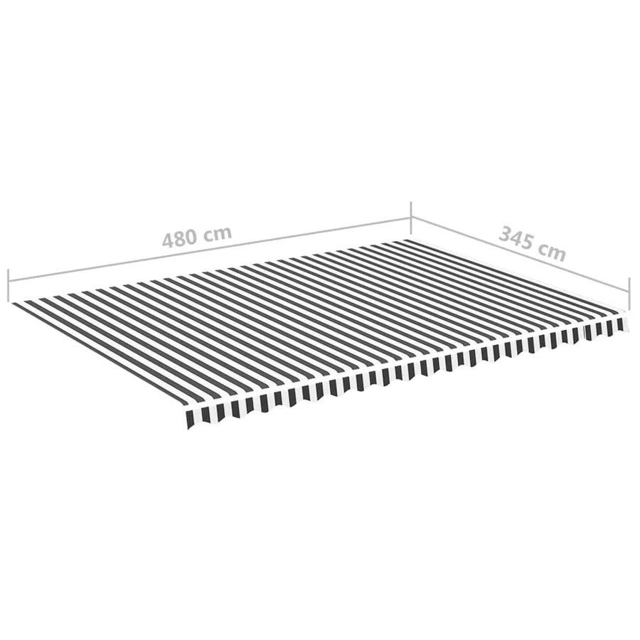Tissu de remplacement pour auvent anthracite et blanc 5x3,5 m polyester - 6