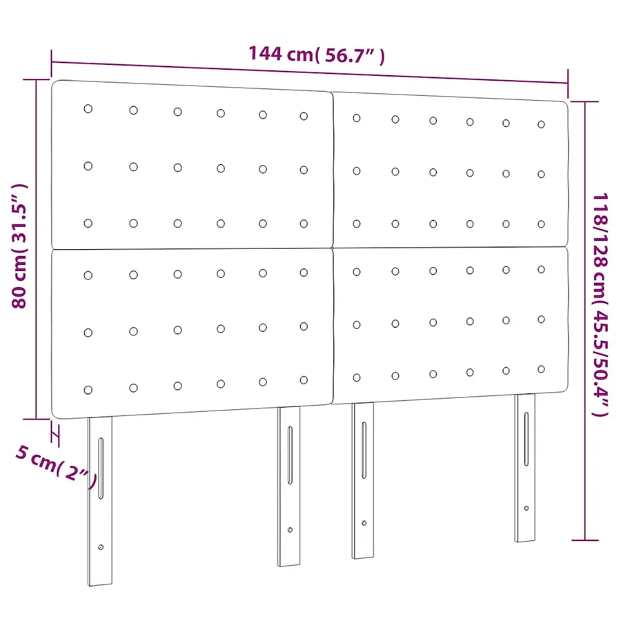Tête de lit Vert foncé 144 x 5 x 118/128 cm Velours - 8