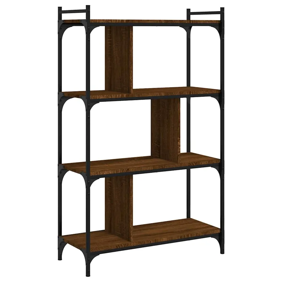 Bibliothèque 4 niveaux chêne brun 76x32x123cm bois d'ingénierie - 2
