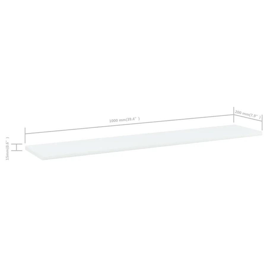 Panneaux de bibliothèque 8 pcs Blanc 100x20x1,5 cm Aggloméré - 5