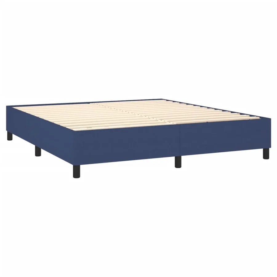 Sommier à lattes de lit avec matelas Bleu 160x200 cm Tissu - 4