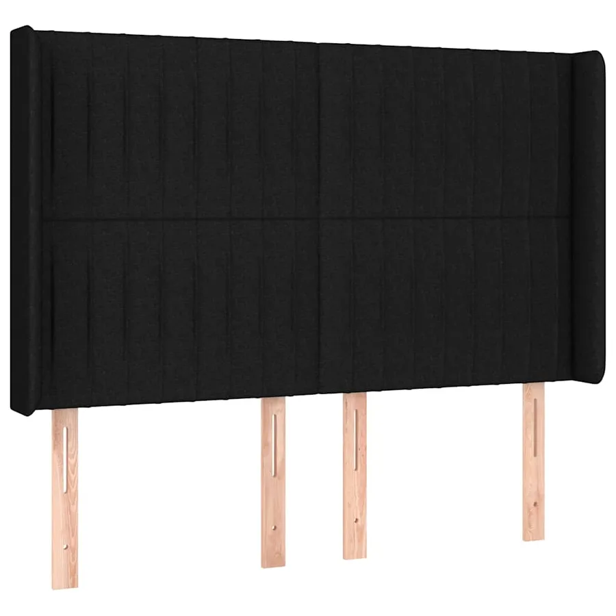 Sommier à lattes de lit matelas et LED Noir 140x190 cm Tissu - 7