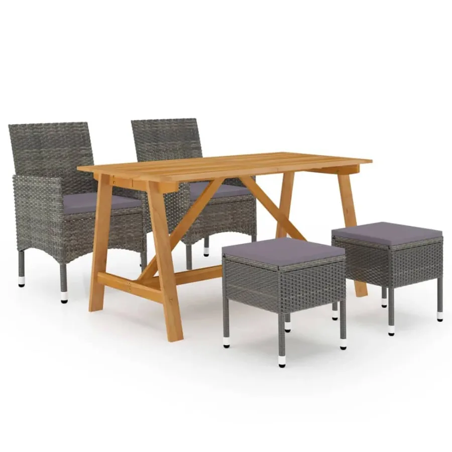Ensemble à manger de jardin 5 pcs Gris