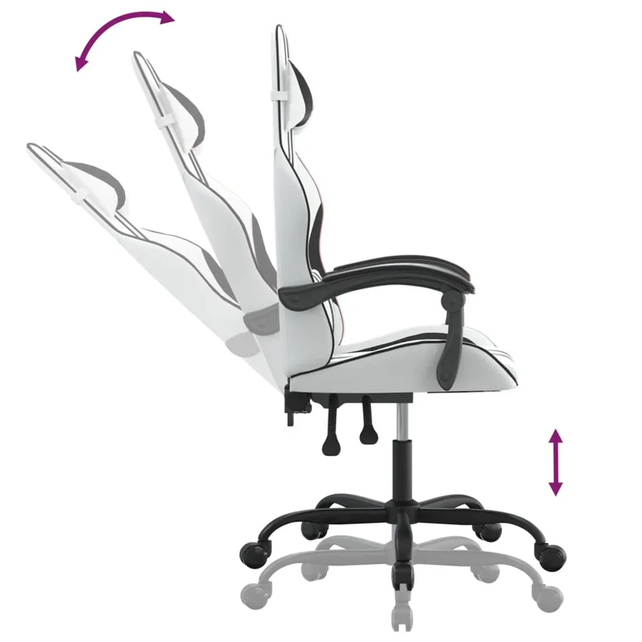 Chaise de jeu pivotante Blanc et noir Similicuir - 10