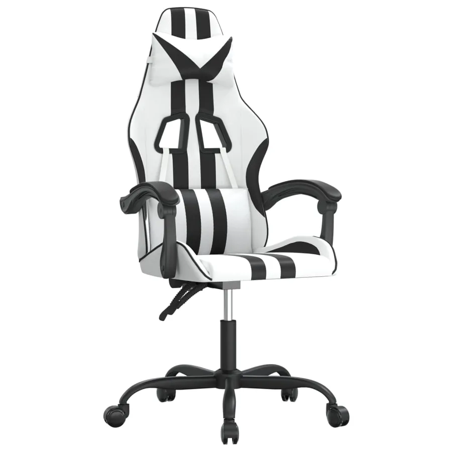 Chaise de jeu pivotante Blanc et noir Similicuir - 2