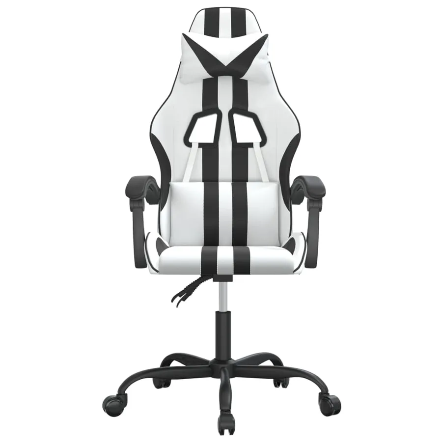 Chaise de jeu pivotante Blanc et noir Similicuir - 3