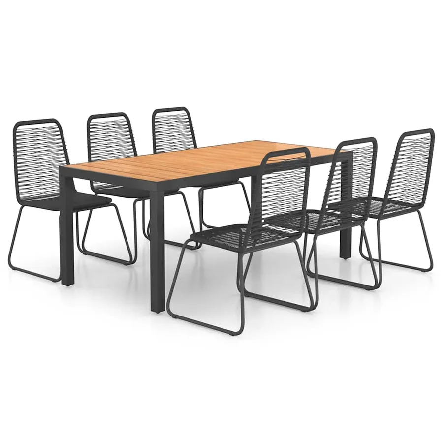 Ensemble à Manger de jardin 7pcs PVC résine tressée noir marron - 2