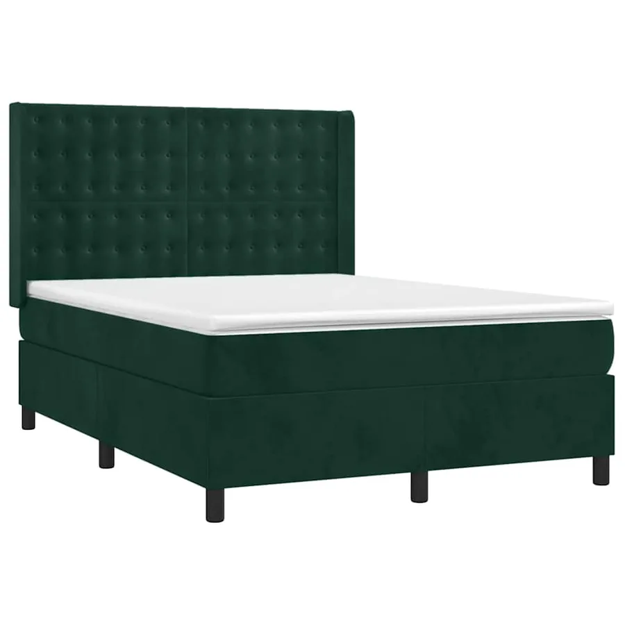 Sommier à lattes de lit matelas et LED Vert foncé 140x190 cm - 4