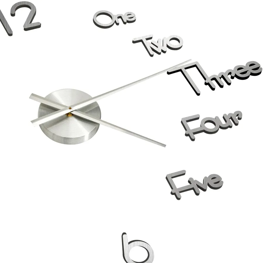 Horloge murale 3D Design moderne Argenté 100 cm XXL - 4