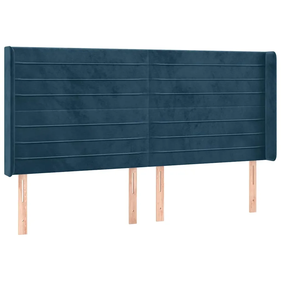 Tête de lit avec oreilles Bleu foncé 183x16x118/128 cm Velours - 2