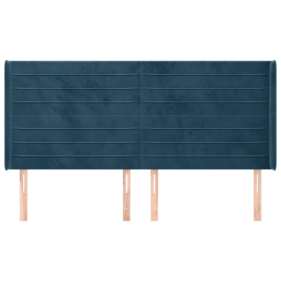 Tête de lit avec oreilles Bleu foncé 183x16x118/128 cm Velours - 3