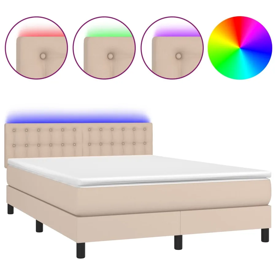 Sommier à lattes de lit avec matelas LED Cappuccino 140x190 cm - 2