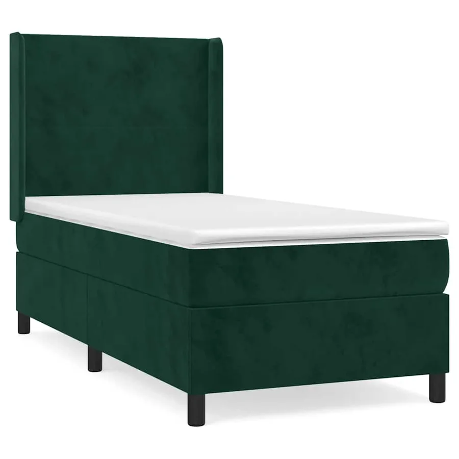 Sommier à lattes de lit avec matelas Vert foncé 90x190 cm - 2