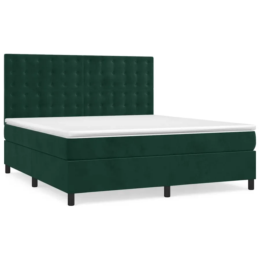 Sommier à lattes de lit et matelas Vert foncé 160x200cm Velours - 2