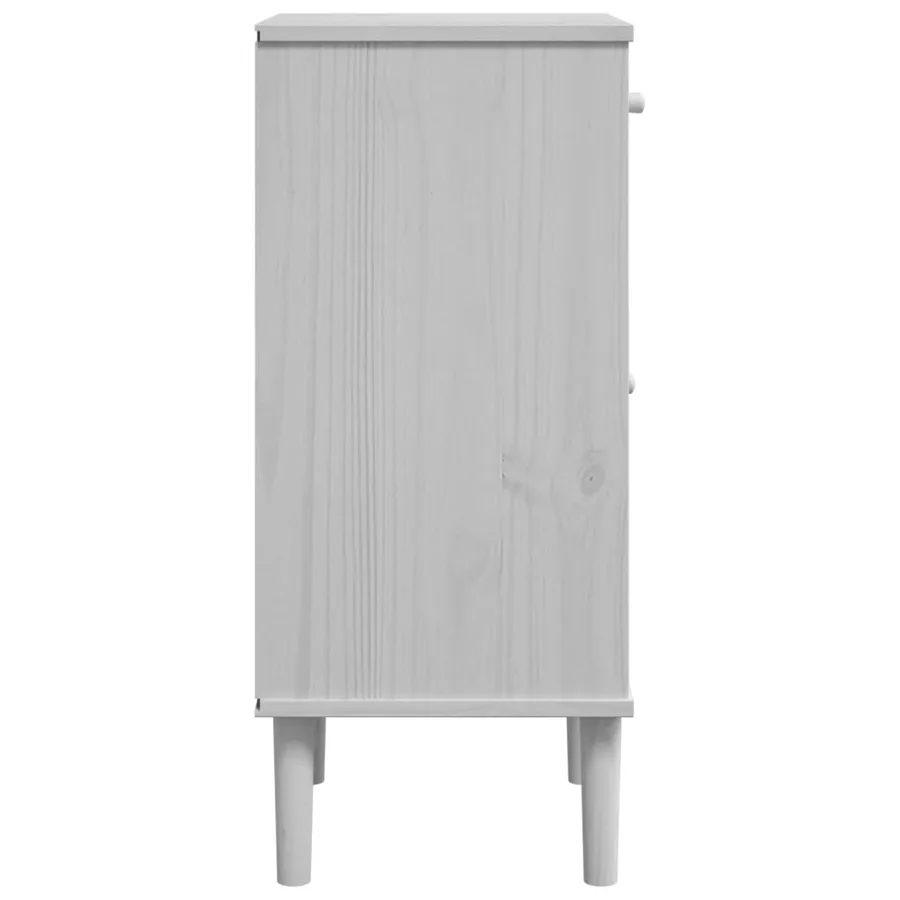 Table de chevet SENJA aspect de rotin blanc bois de pin massif - 7