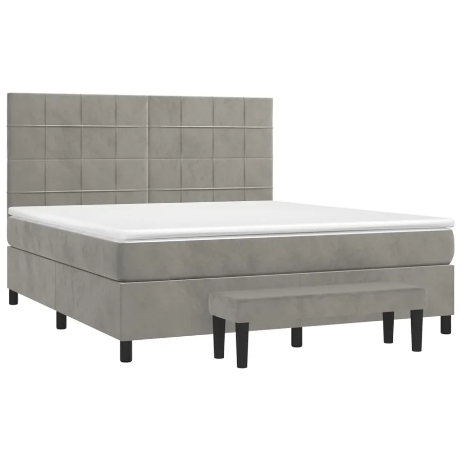 Sommier à lattes de lit et matelas Gris clair 160x200cm Velours - 3