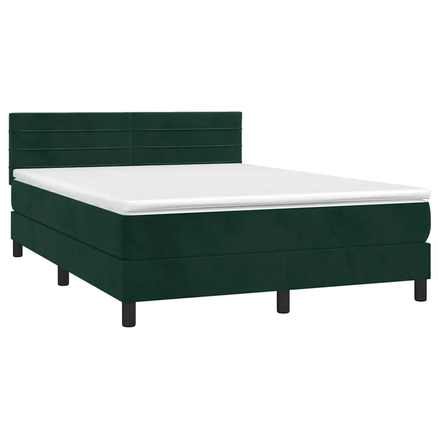Sommier à lattes de lit et matelas Vert foncé 140x190cm Velours - 3