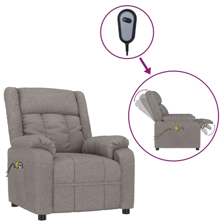 Fauteuil électrique de massage Taupe Tissu - 2